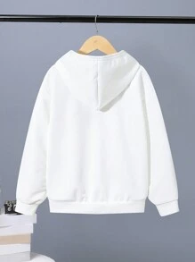 SHEIN 休闲芥末黄字母印花连帽针织卫衣，适合青少年男孩，秋冬季，洛杉矶卫衣，白色印花卫衣，冬季，秋季 - 白色 - 查看 2