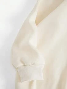 SHEIN EZwear 大尺碼女士貓紋運動衫 - 米色 - 查看 5