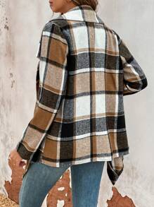 Chiquease Manteau À Carreaux Aléatoires Pour Femme - Multicolore - Voir 2