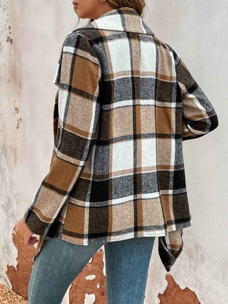 Women's Random Plaid Pattern Coat Fall Cloth For Women