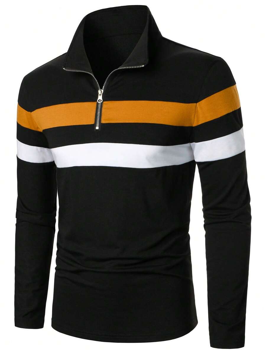 Manfinity Homme Men's Patchwork Polo Shirt - Black - View 1