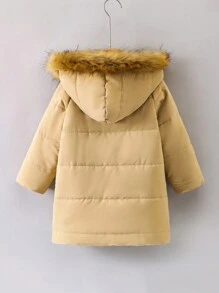 Chicos Cazadora simple cortavientos & cálido esquí con capucha para invierno - Caqui - Ver 2