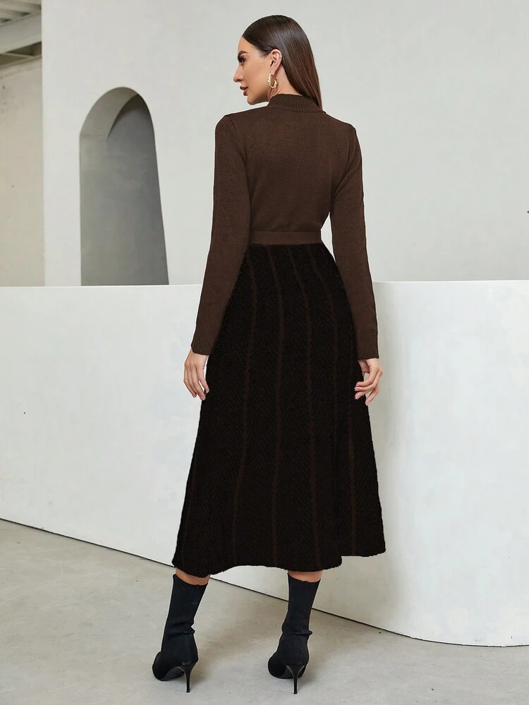 Bowknot Belt Sweater Dress