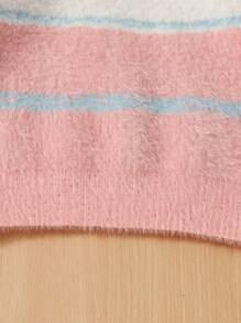 SHEIN Suéter con patrón de letra a rayas para niñas preadolescentes - Multicolor - Ver 5