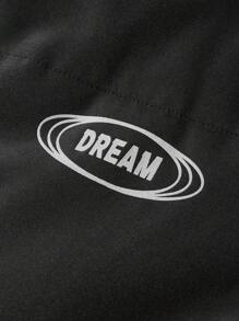 Manfinity Campus Court Men's Outdoor Windbreaker Padded Coat With Letter Print And Patchwork Design - Light Grey - View 5