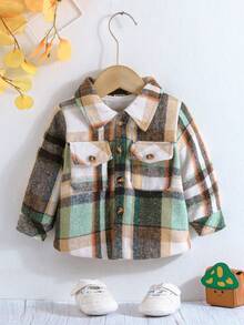 秋季男嬰長袖格紋襯衫外套 - 彩色 - 查看 5