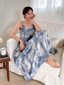 DAZY 女裝水染滑軌連衣裙配褶邊領口 - 霧霾藍 - 查看 3