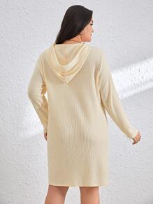 SHEIN Essnce Plus Size Hooded Drawstring Dress (belt Not Included) - Apricot - View 2