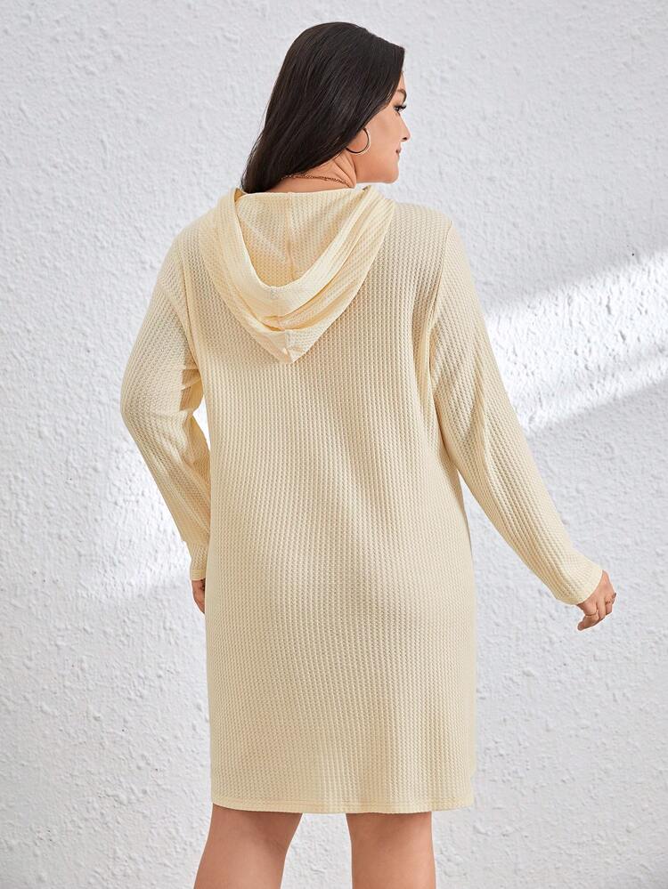 Plus Size Hooded Drawstring Dress (belt Not Included)
