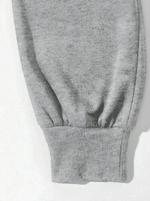 Manfinity Dauomo Men's Letter Print Drawstring Waist Jogger Pants - Light Grey - View 6