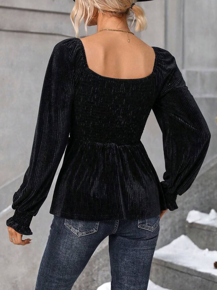Women's Lace Sleeve V-Neck Blouse Fall Cloth For Women