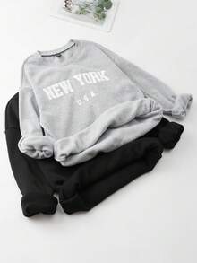 SHEIN Essnce Sudadera De Polar Con Estampado De Letras - Multicolor - Ver 4