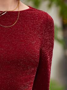 SHEIN Frenchy 十字背閃粉連身衣 - 紅色 - 查看 4