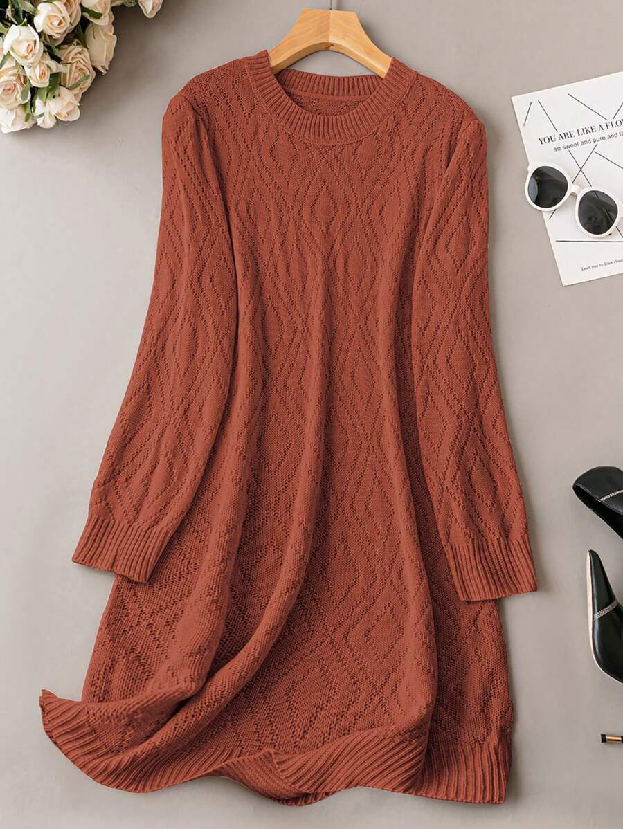 SHEIN LUNE 女士毛衣裙 - 紅色 - 查看 1