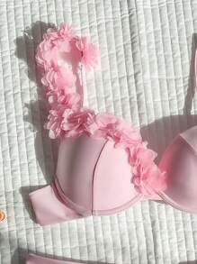 Swim SXY Summer Beach Lace Design Bikini Set Underwired - Pink - View 7