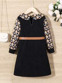 SHEIN Vestido Casual Listrado Com Gola Peter Pan Para Meninas Pequenas