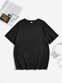 Áo thun ngắn tay thường ngày có in chữ cho nữ tuổi teen, thích hợp cho mùa hè, mặt sau quần áo - màu đen - Xem 2