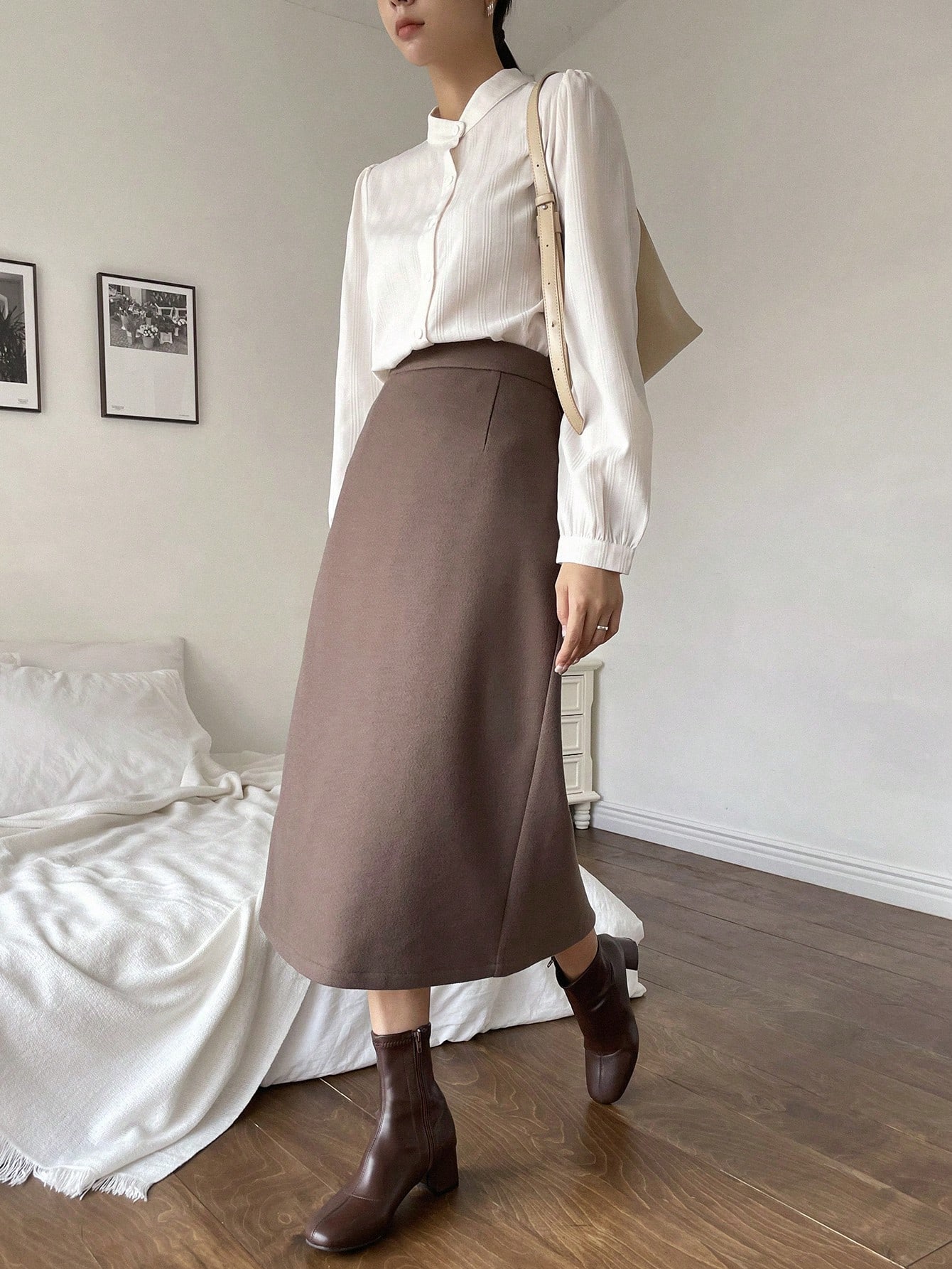 Damen Winter Rock Langer Wollstrickrock - Figurbetont & Warm