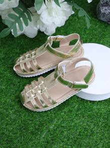 Fashionable Breathable Golden Rope Flat Sandals For Girls - Gold - View 4