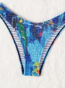 SHEIN Swim Halter Neck Shirred Bikini Set Summer - Multicolor - View 8