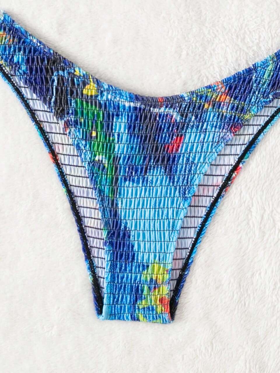Halter Neck Shirred Bikini Set Summer