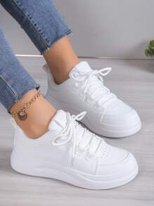 歐美韓風時尚女鞋,白色運動跑步休閒鞋 - 白色 - 查看 2