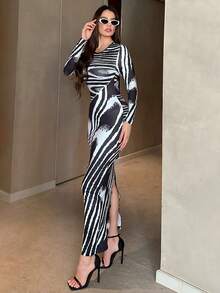 Firerie Vestido Entallado Con Espalda Abierta Y Estampado Gráfico - Multicolor - Ver 3