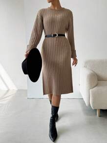 SHEIN LUNE 洋裝 - 卡其色 - 查看 5