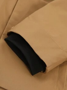 男士連帽夾克帶束口繩和大側袋 - 卡其色 - 查看 6