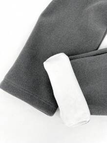 SHEIN EZwear Quần legging dệt kim lót nhiệt - Màu xám đen - Xem 6