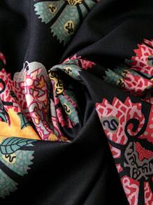 SHEIN LUNE 加大碼花卉印花鈕扣前置洋裝 - 彩色 - 查看 3