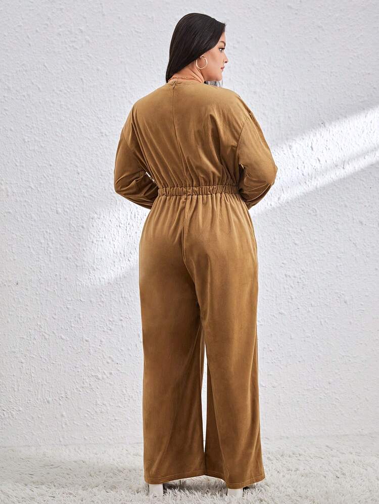 Plus Size Velvet Loose Jumpsuit