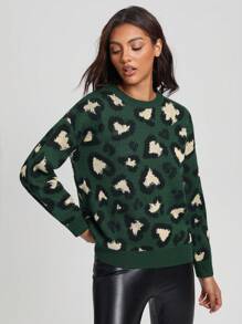 SHEIN Unity Women'S Love Pattern Drop Shoulder Sweater - Multicolor - View 5