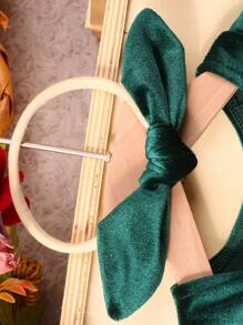 女婴童後綁帶蝴蝶結絲絨連身背心＆ 頭巾拍攝套裝