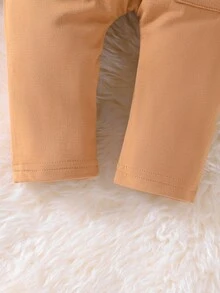 男嬰字母補丁細節長褲 - 杏色 - 查看 5