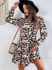 SHEIN VCAY 女士直筒剪裁印花連身裙 - 彩色 - 查看 5