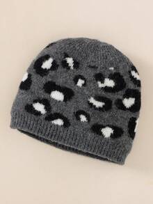 Baby Boys' Leopard Print Jumpsuit With Button Placket, Raglan Sleeve, Jumpsuit, Hat Included - Grey - View 3