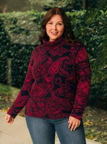 EMERY ROSE 女裝加大尺碼印花高領毛衣 - 彩色 - 查看 1