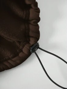 INAWLY Plus Size Drop Shoulder Zip Half Open Sweatshirt, For Winter Graduation,Back To School,Graduation,Teacher For Women,Back To School Pullover Fall Autumn - Coffee Brown - View 4