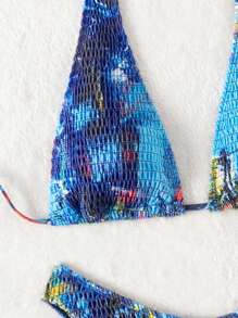 SHEIN Swim Halter Neck Shirred Bikini Set Summer - Multicolor - View 7