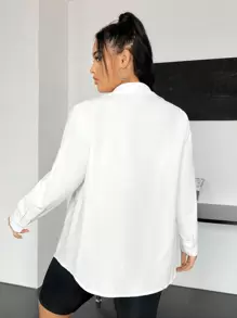 SHEIN EZwear Camisa De Botones Sólidos Para Tallas Grandes