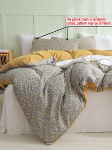 Bộ chăn ga gối 3 món họa tiết lá (1 chăn ga gối + 2 vỏ gối, không có chăn bông), Bộ chăn ga gối đệm polyester mềm mại thân thiện với da phong cách đồng quê Mori hiện đại của Mỹ, phù hợp với mọi mùa, phòng ngủ, phòng khách, phòng chính, trang trí nhà cửa - Nhiều màu - Xem 8