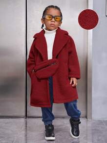 SHEIN 男孩拉叉領絨毛外套&包