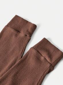 SHEIN Maternity Solid Cami Jumpsuit & Open Front Coat - Brown - View 8