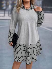 SHEIN LUNE Vestido De Talla Grande - Gris - Ver 5