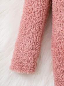 SHEIN Young Girl Solid Teddy Dress With Bag - Pink - View 3