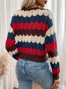 SHEIN Frenchy 對比落肩袖鈕前開衫 - 彩色 - 查看 2