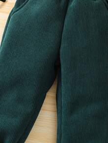 SHEIN Chàng trai trẻ Cord Túi nghiêng Nhiệt Quần - Màu xanh lá cây đậm - Xem 6