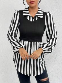 SHEIN LUNE 隨機印花,女士上衣 - 黑色 - 查看 5