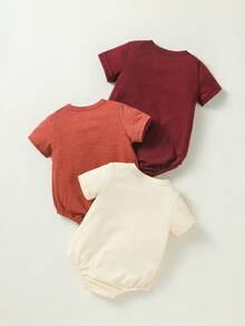 SHEIN Vintaside Kids 3入組寶寶純色連身衣 - 彩色 - 查看 2